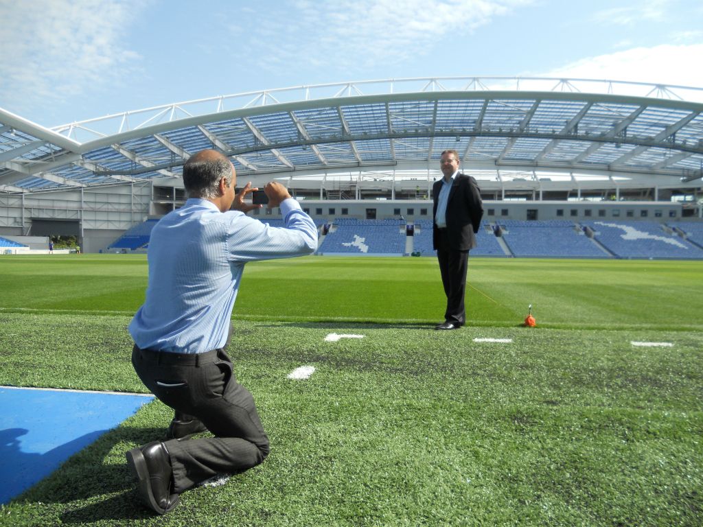A photo moment at the Amex Stadium in Brighton.