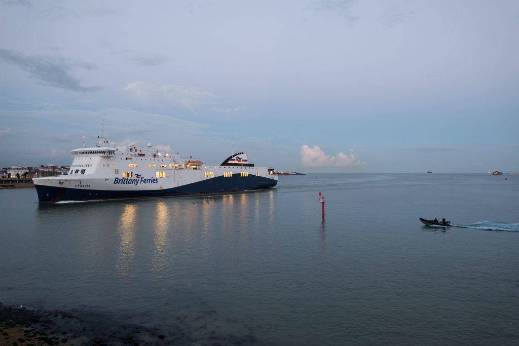 The ferry from La Havre, France to Portsmouth in England. Part of the European Ferries photography series by Willie Robb. Taken at Fort Blockhouse in Gosport.